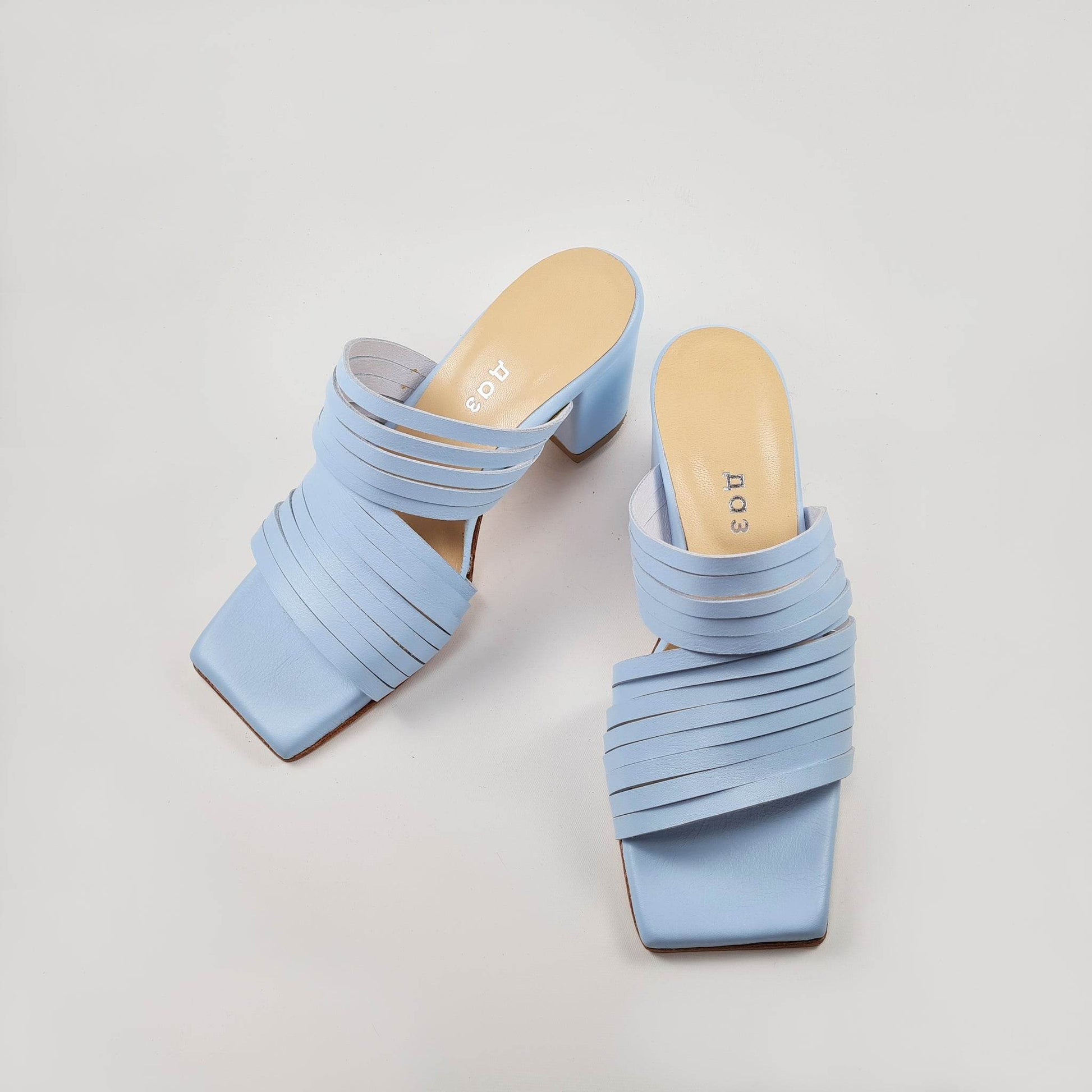 Handmade Strappy Leather Sandals - Light Blue - Ultim8 Designs 4 U