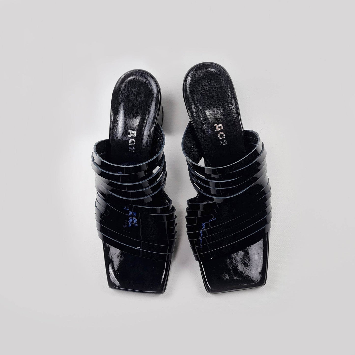 Handmade Strappy Patent Leather Sandals - Black - Ultim8 Designs 4 U