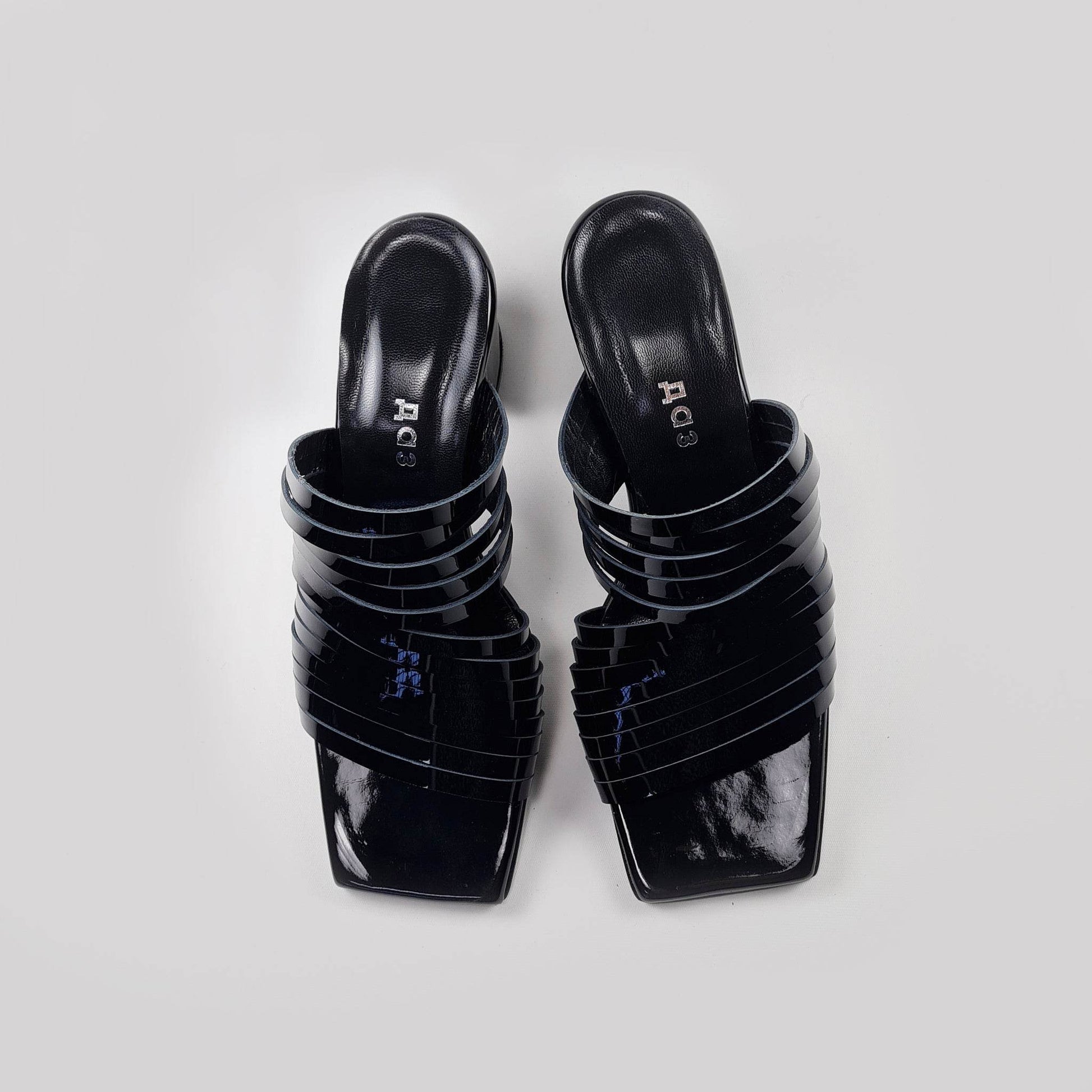 Handmade Strappy Patent Leather Sandals - Black - Ultim8 Designs 4 U