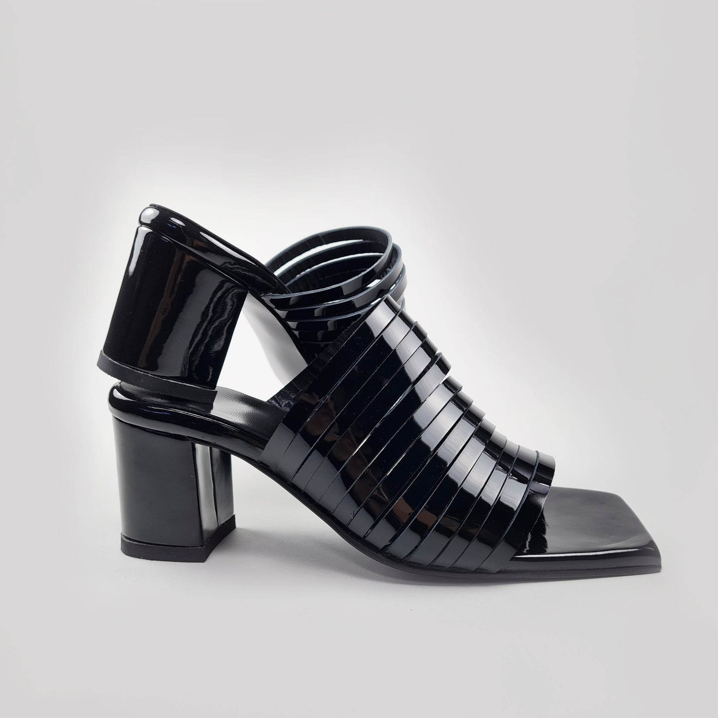 Handmade Strappy Patent Leather Sandals - Black - Ultim8 Designs 4 U