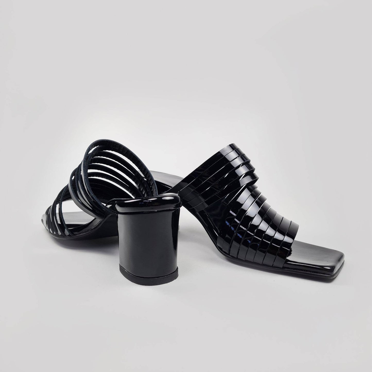 Handmade Strappy Patent Leather Sandals - Black - Ultim8 Designs 4 U