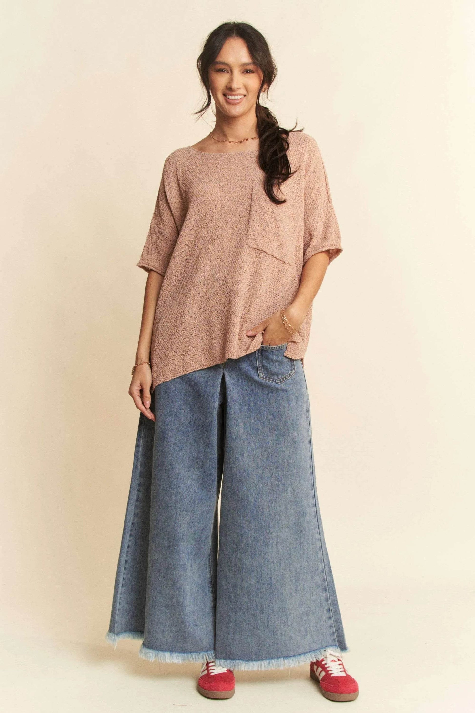 Davi & Dani Patch Pocket Wide Leg Culotte Jeans - Ultim8 Designs 4 U
