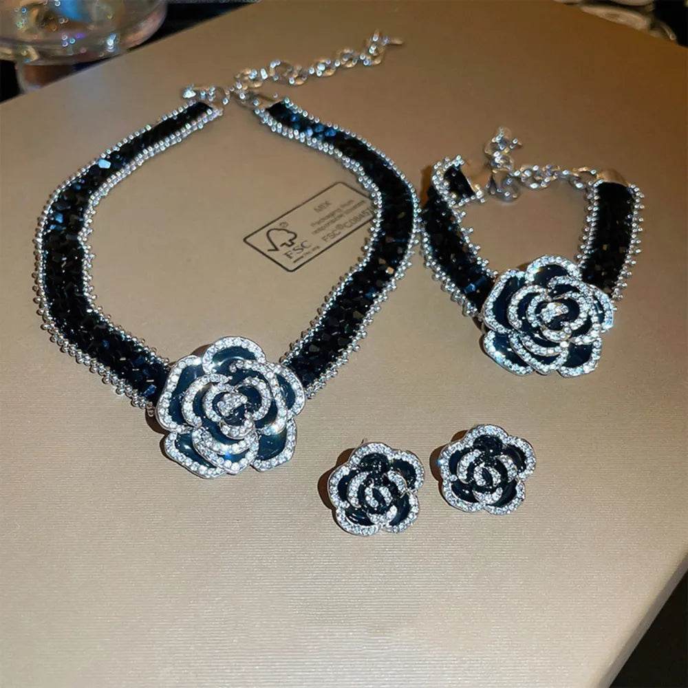Alloy Crystal Rose Necklace - Ultim8 Designs 4 U