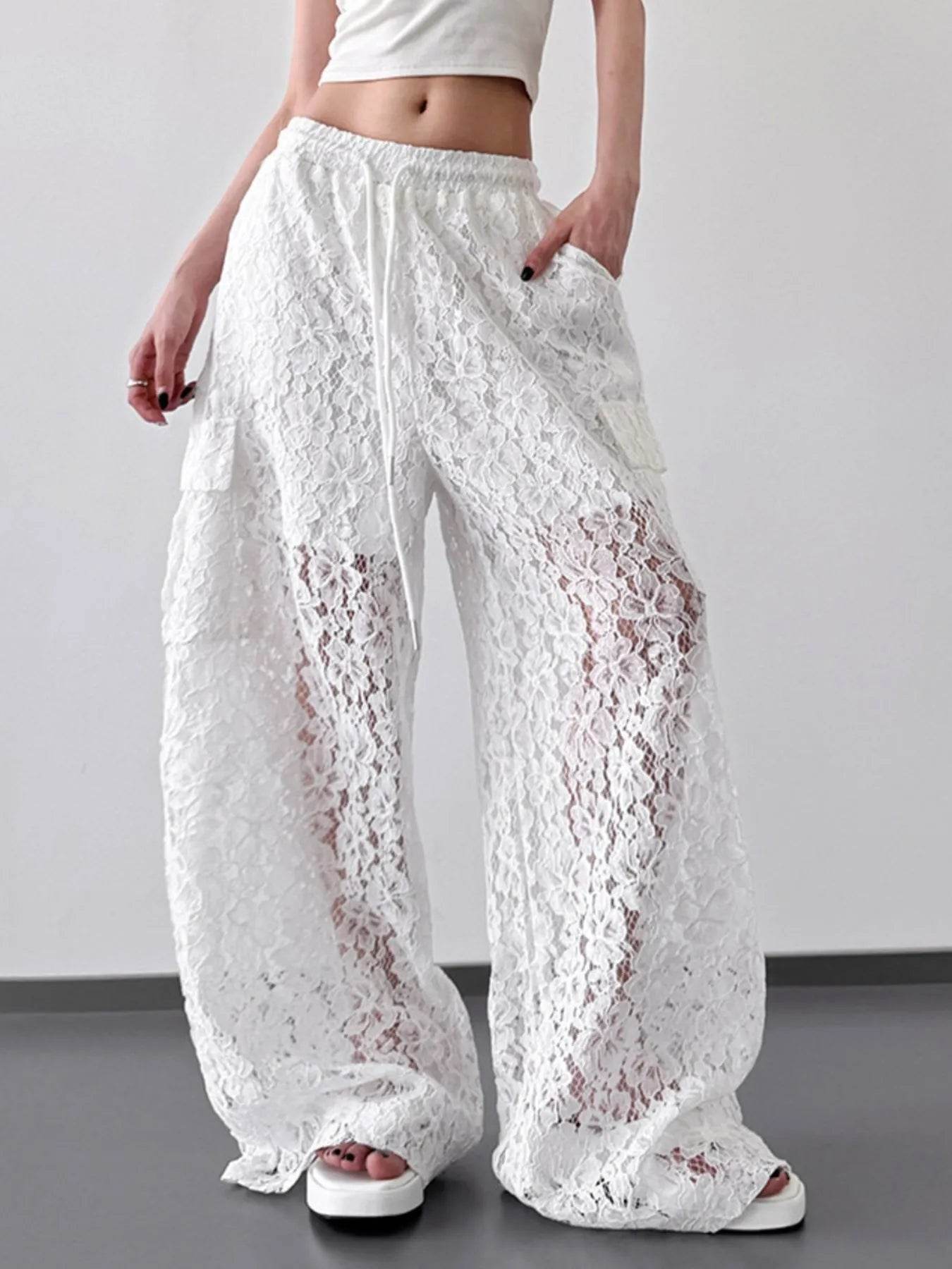 Lace Wide Leg Pants - Ultim8 Designs 4 U