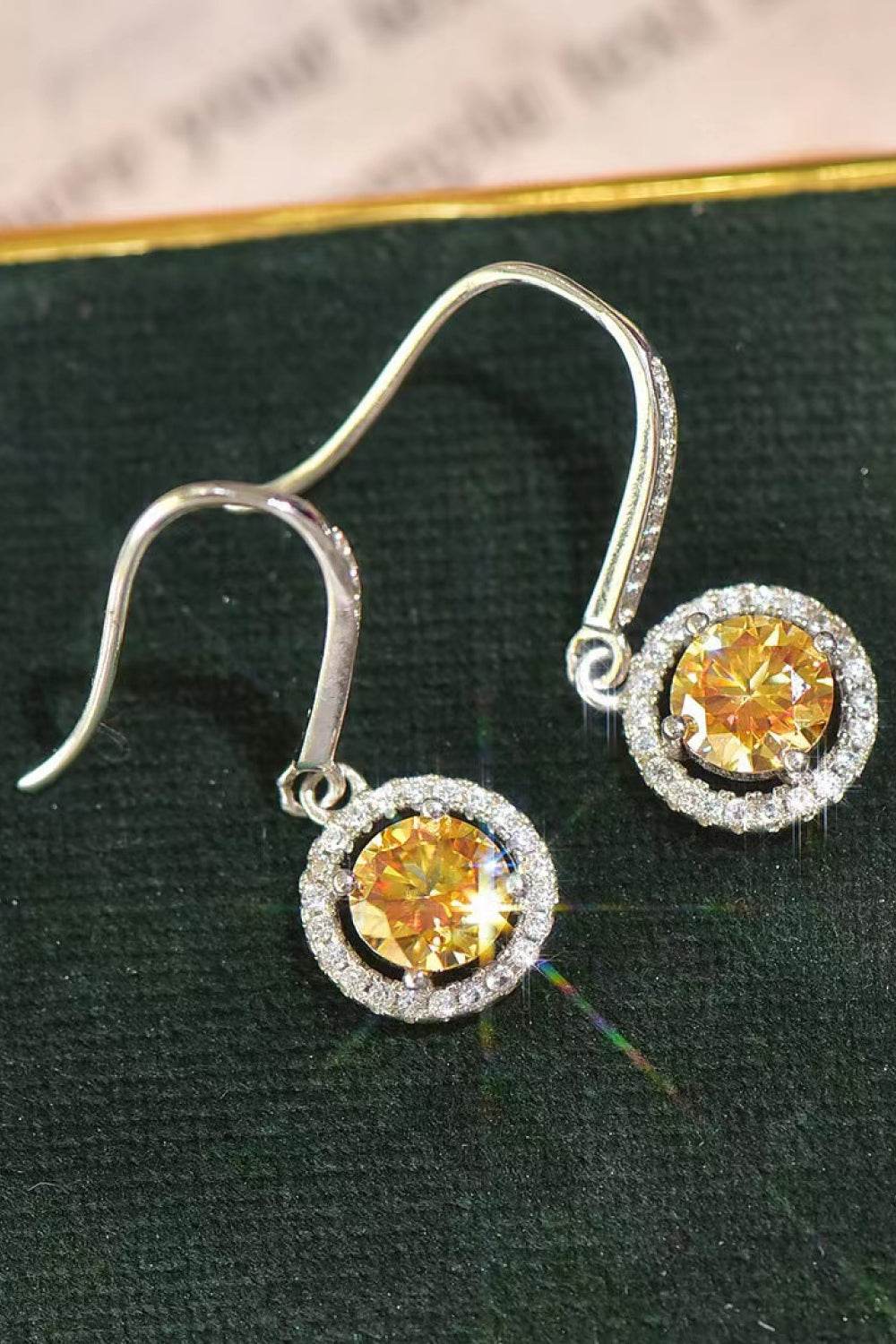 Platinum-Plated 2 Carat Moissanite Drop Earrings - Ultim8 Designs 4 U