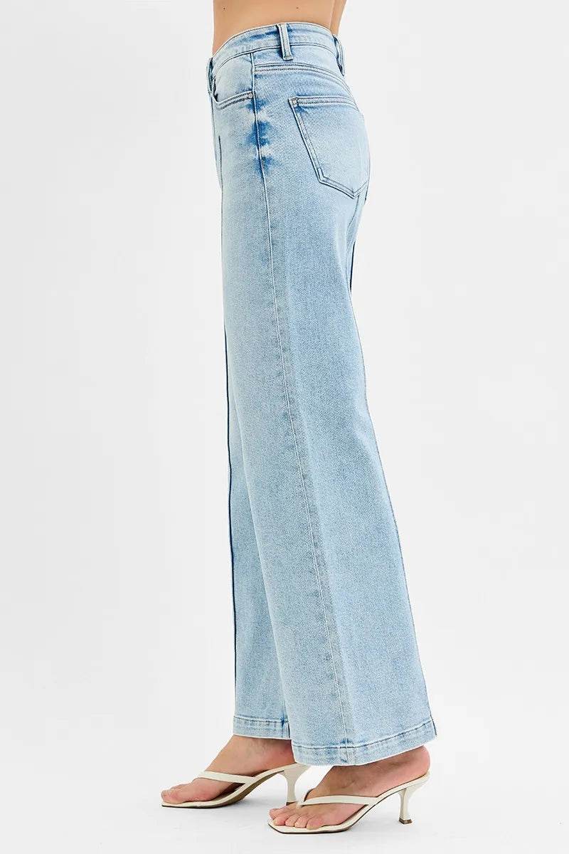 RISEN Full Size High Waist Wide Leg Pintuck Detailed Plus Size - Ultim8 Designs 4 U