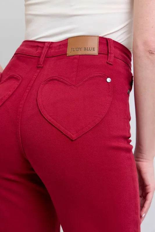 Judy Blue Full Size High Waist Heart Shaped Back Pockets 90's Straight Jeans Plus Size - Ultim8 Designs 4 U