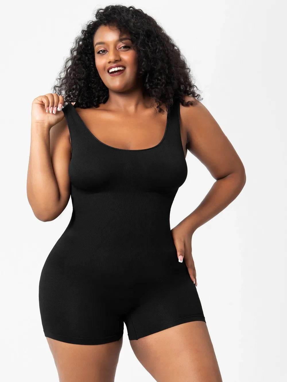 Scoop Neck Wide Strap Shaping Romper - Ultim8 Designs 4 U