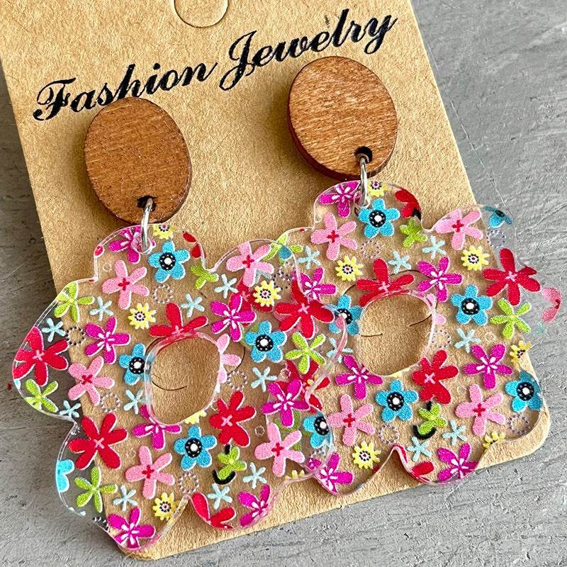 Flower Shape Acrylic Dangle Earrings - Ultim8 Designs 4 U