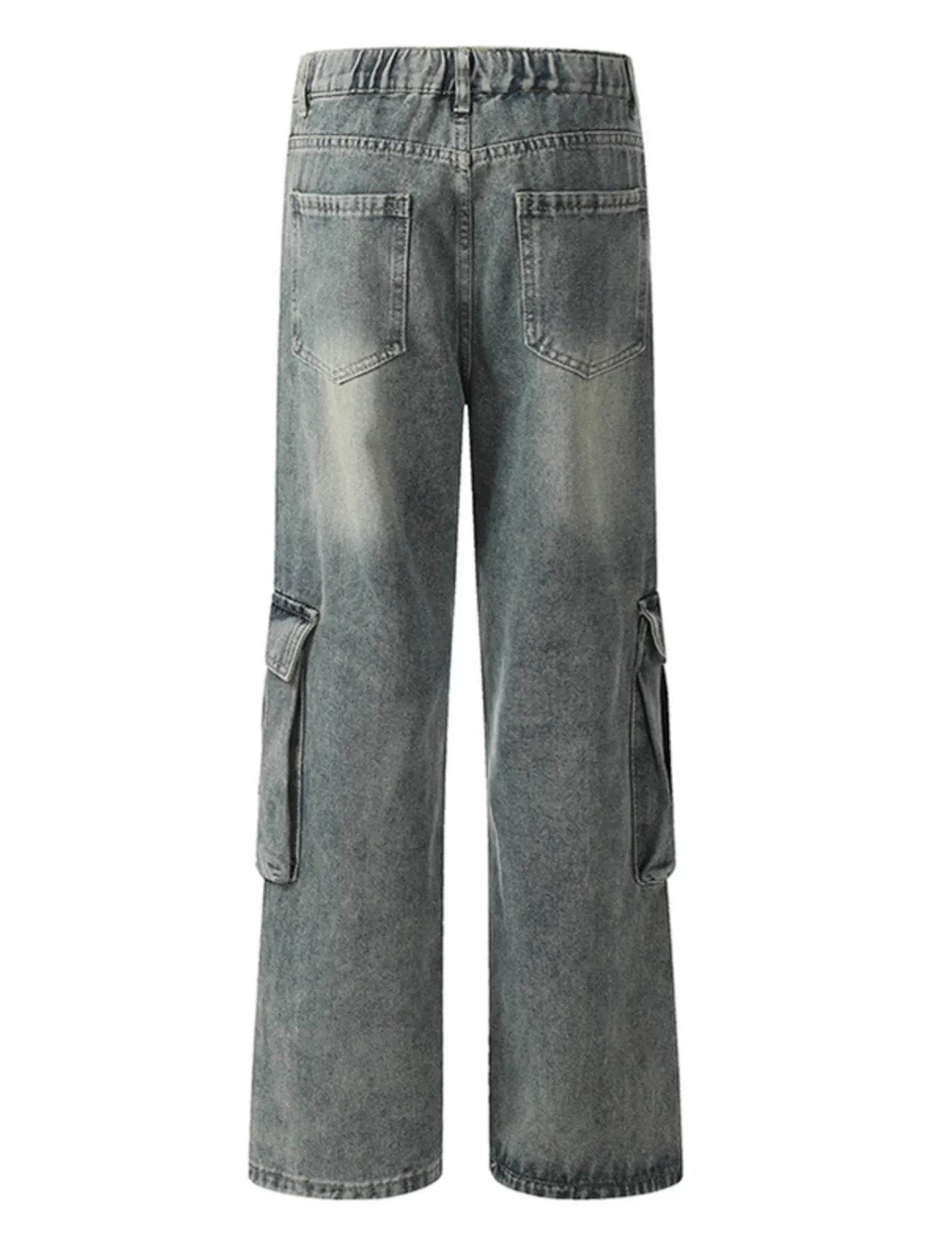 Men's Washed Wide Leg Cargo Jeans - Ultim8 Designs 4 U