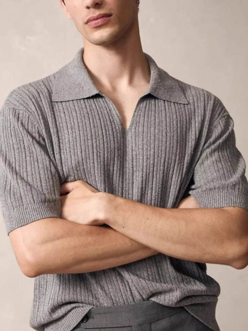 Men's Plus Size Johnny Collar Half Sleeve Knit Polo - Ultim8 Designs 4 U