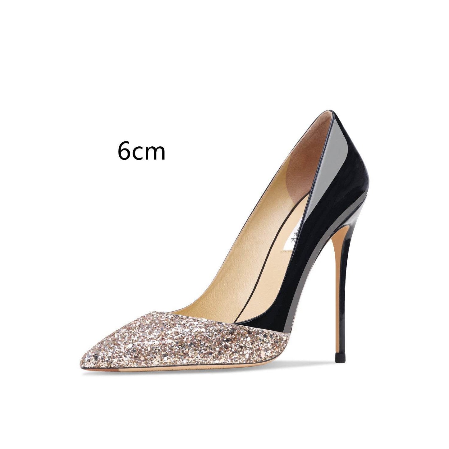 Women's Leather Stitching Gold Sequins High Heels - Ultim8 Designs 4 U