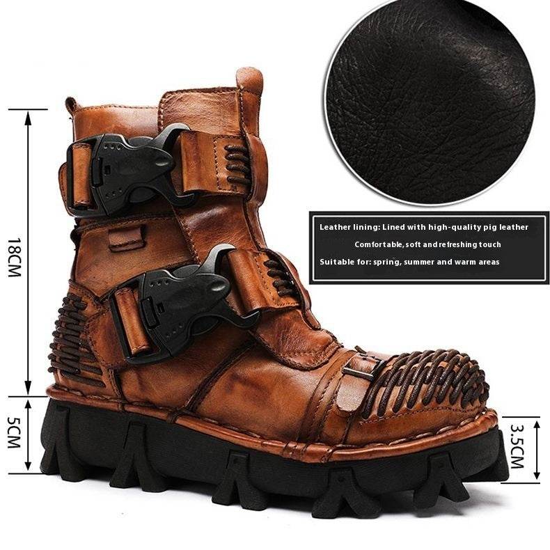 Cowhide Motorcycle Shoes Workwear Men's Boots - Ultim8 Designs 4 U