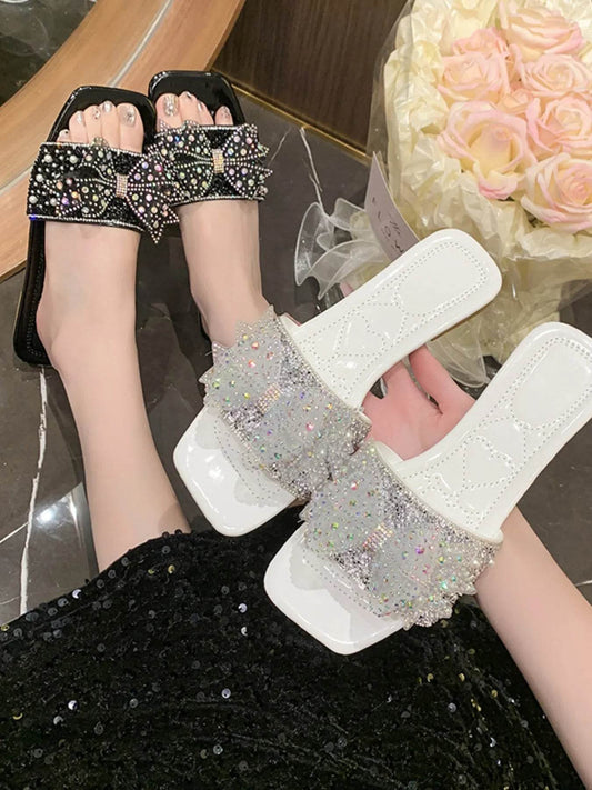 Rhinestone Embellished Flats Slip-On Sandals - Ultim8 Designs 4 U