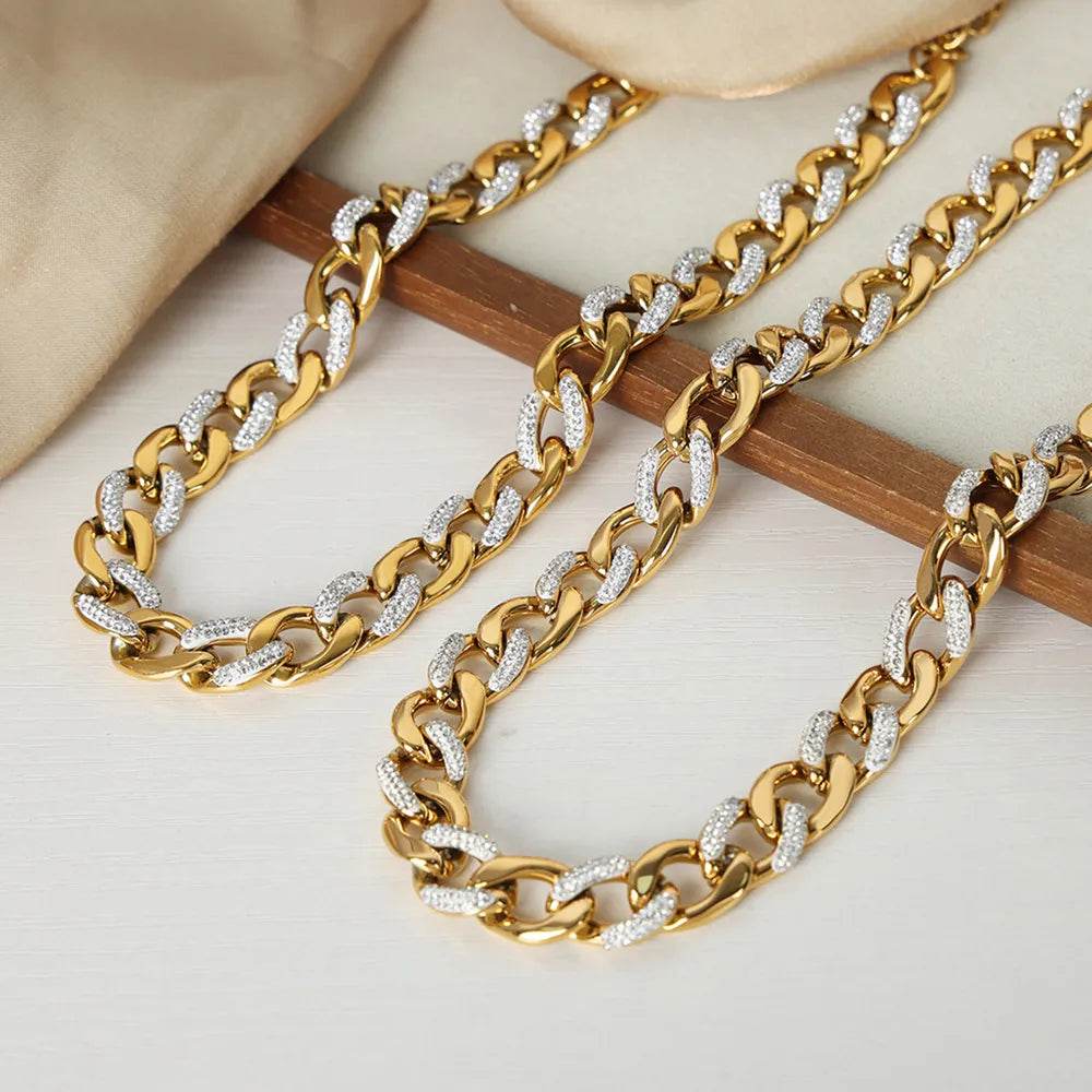 Zircon Titanium Steel Chunky Chain Necklace - Ultim8 Designs 4 U