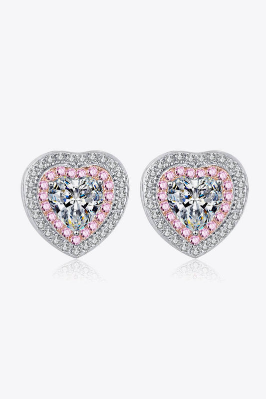 Moissanite Heart-Shaped Stud Earrings - Ultim8 Designs 4 U
