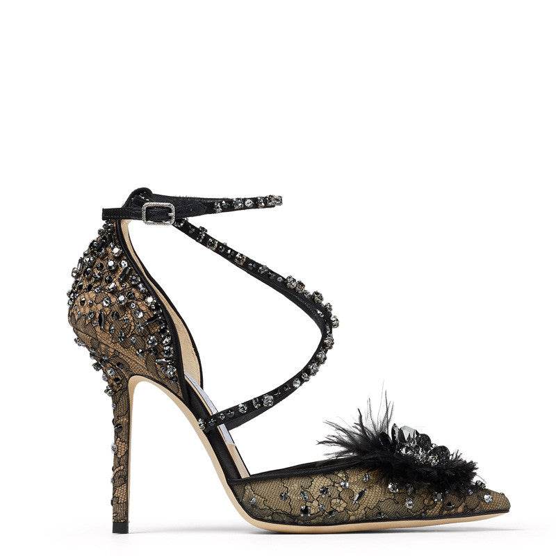 Nude Lace Rhinestone Floral Pumps - Ultim8 Designs 4 U