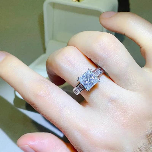 3 Carat Moissanite 925 Sterling Silver Square Shape Ring - Ultim8 Designs 4 U
