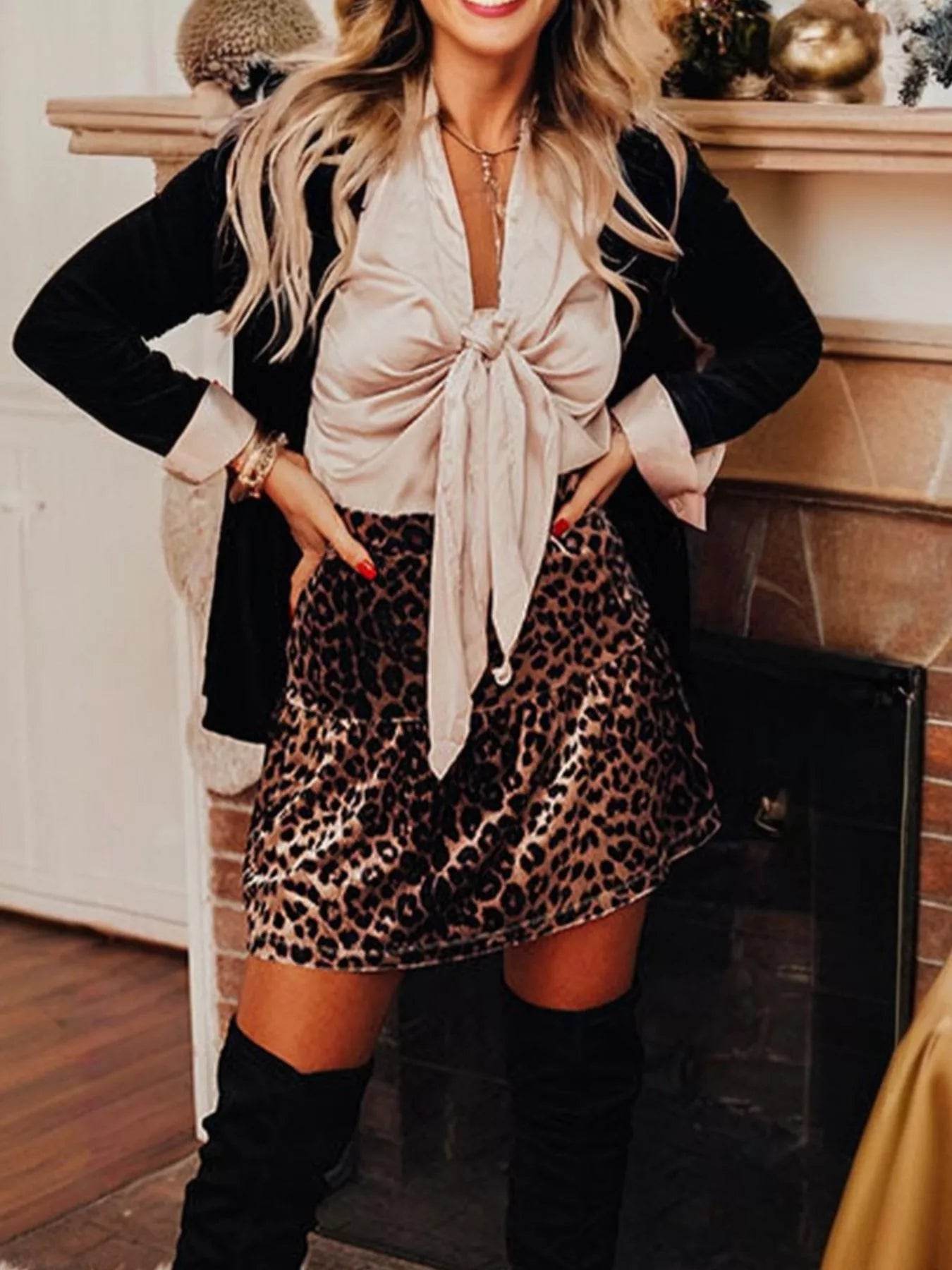 Leopard Tiered Mini Skirt - Ultim8 Designs 4 U