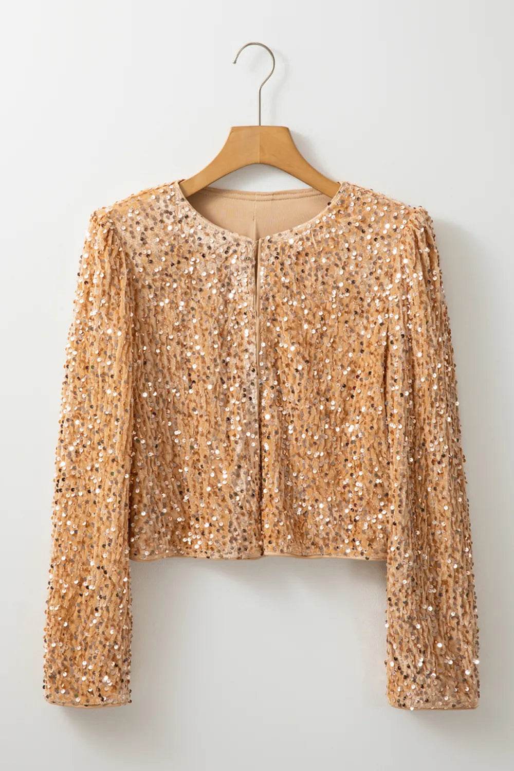 Sequin Open Front Long Sleeve Jacket - Ultim8 Designs 4 U