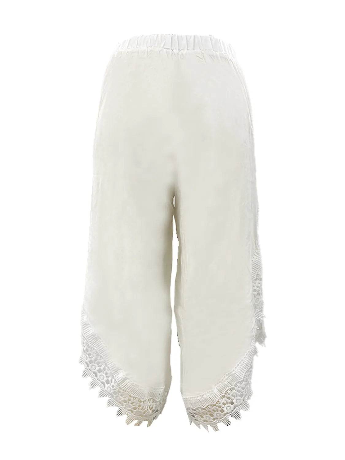 Full Size Lace Detail Wide Leg Pants Plus Size - Ultim8 Designs 4 U