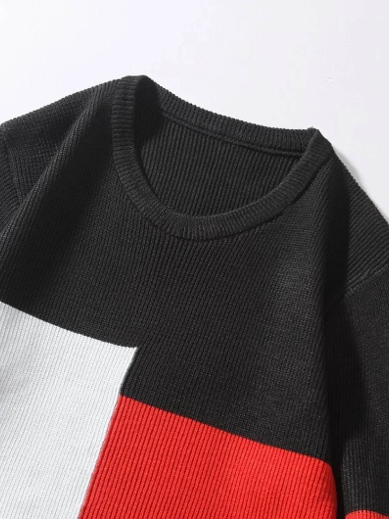 Men's Plus Size Color Block Round Neck Sweater - Ultim8 Designs 4 U