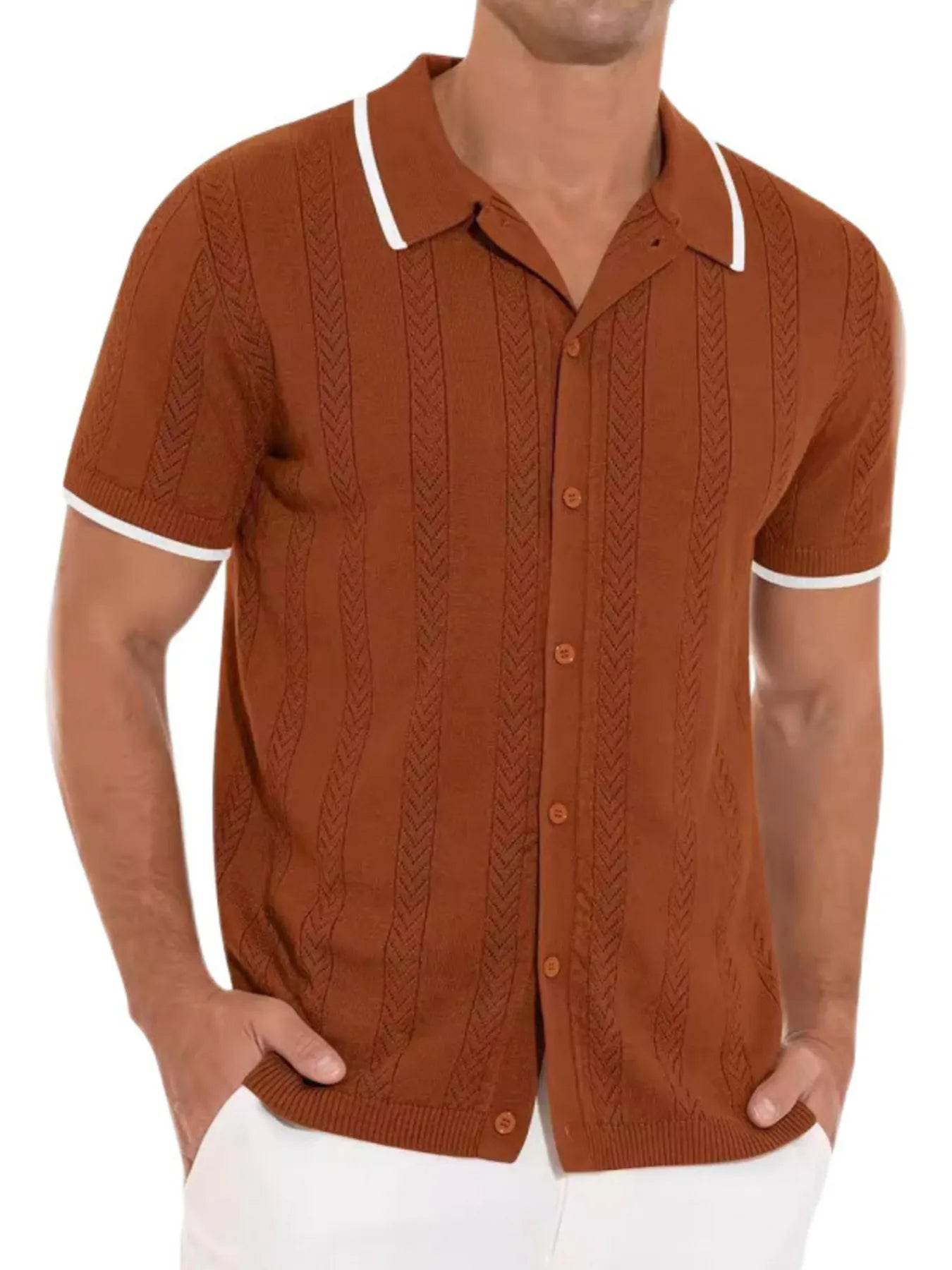 Men's Button Down Contrast Trim Shirt Plus Size - Ultim8 Designs 4 U