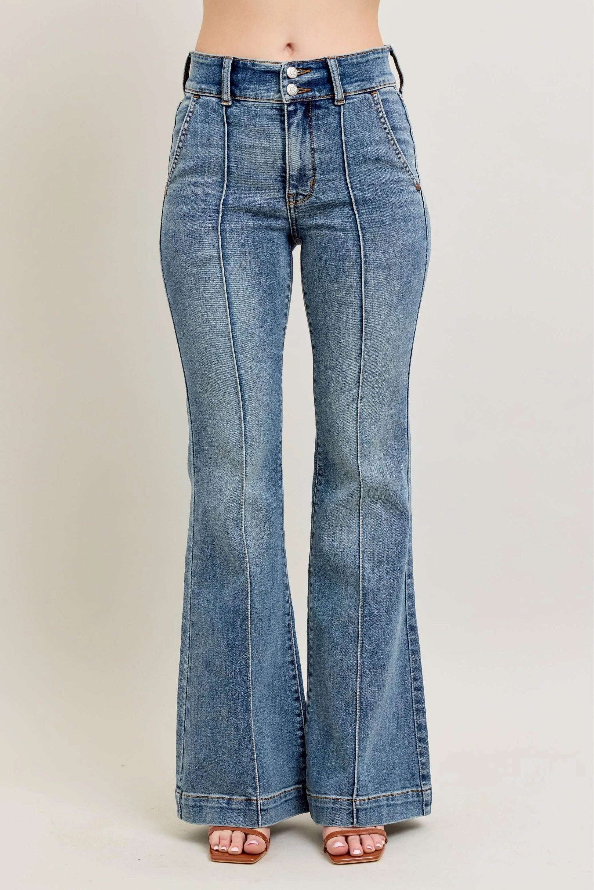 Judy Blue Full Size High-Waist Flare Denim Jeans with Front Seam Detail Plus Size - Ultim8 Designs 4 U