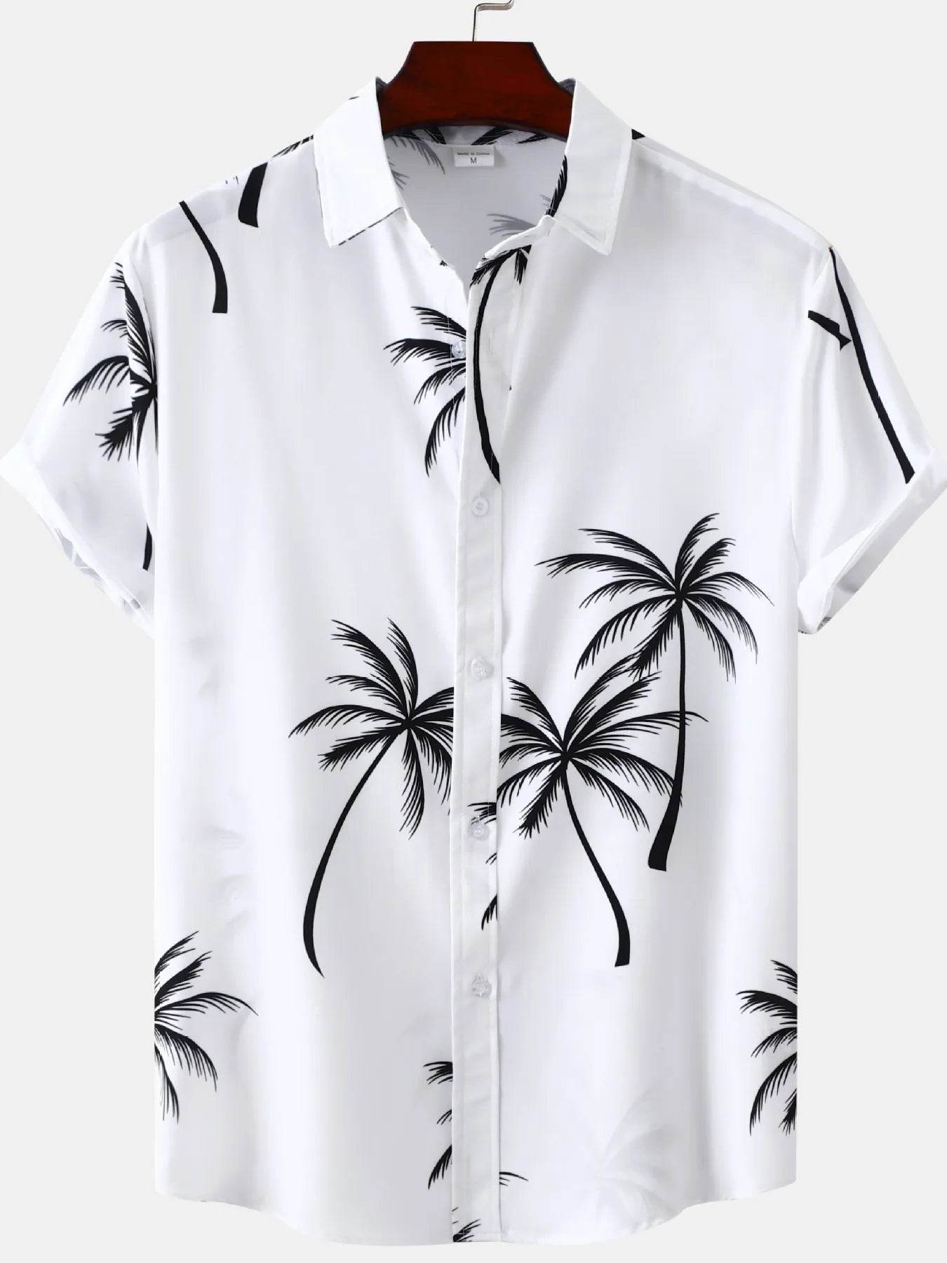 Men's Plus Size Tropical Palm Print Short Sleeve Button Down Shirt - Ultim8 Designs 4 U
