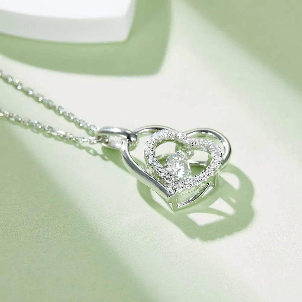 Moissanite 925 Sterling Silver Heart Necklace - Ultim8 Designs 4 U