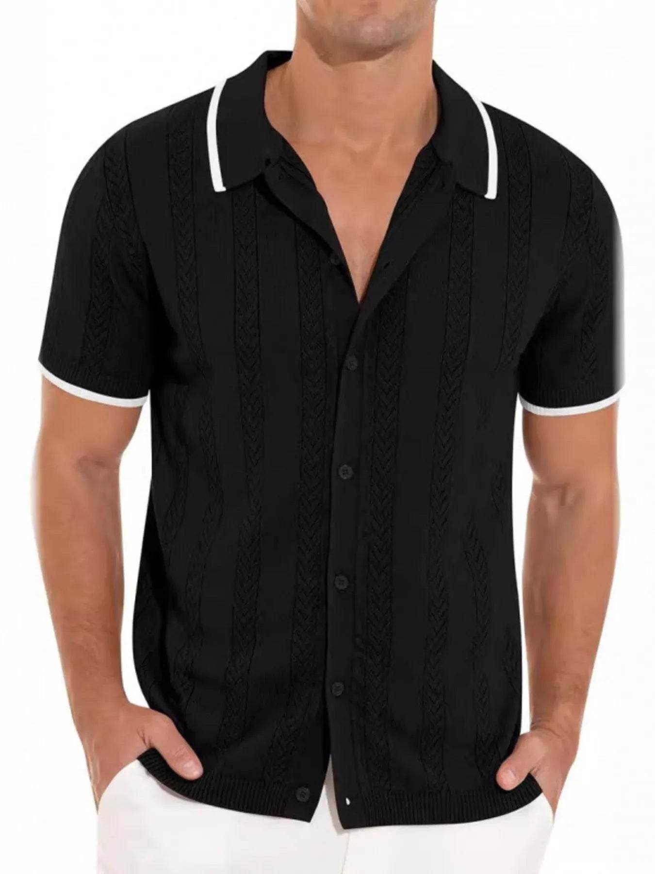 Men's Button Down Contrast Trim Shirt Plus Size - Ultim8 Designs 4 U