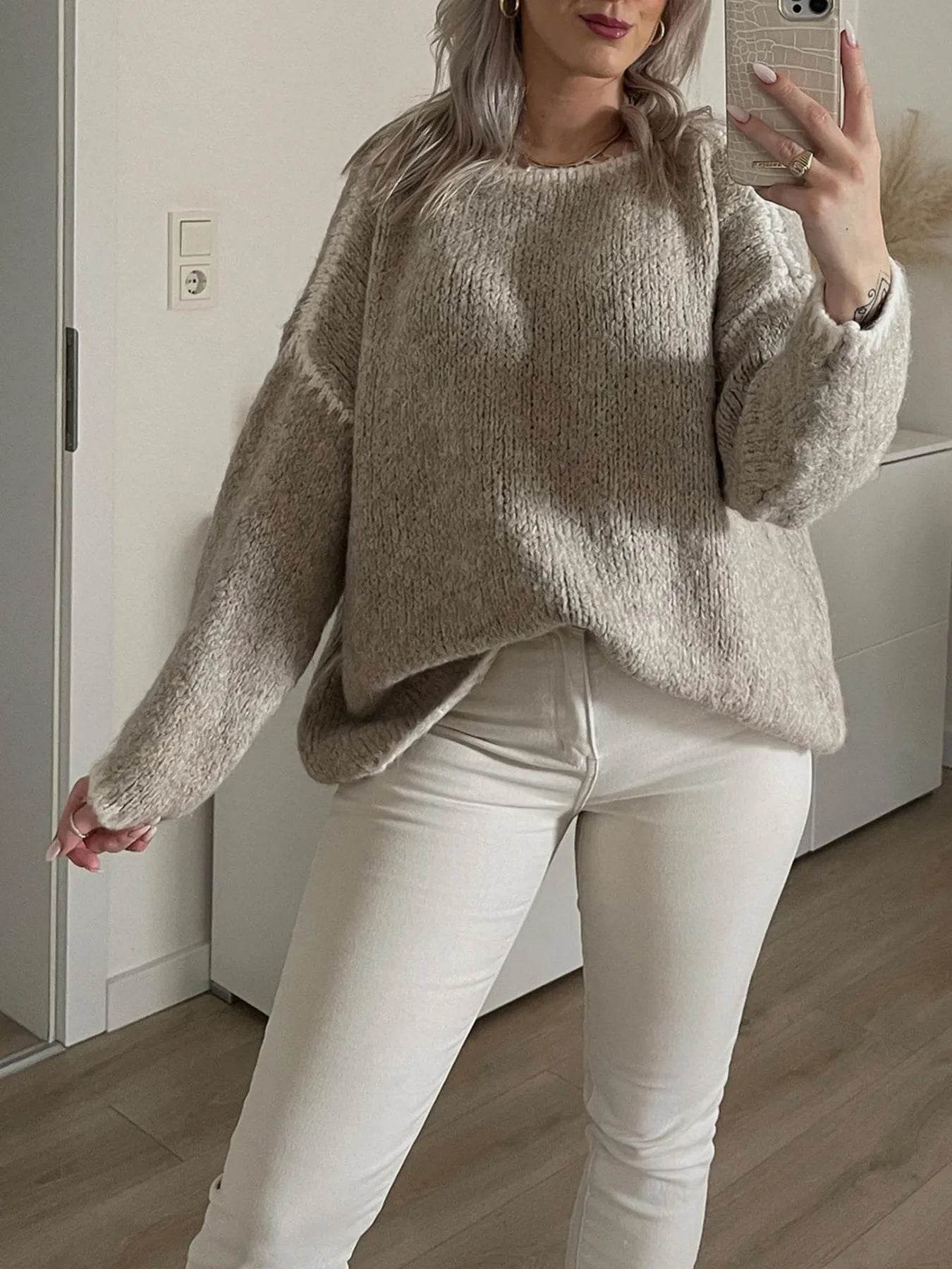 Contrast Trim Oversized Sweater - Ultim8 Designs 4 U