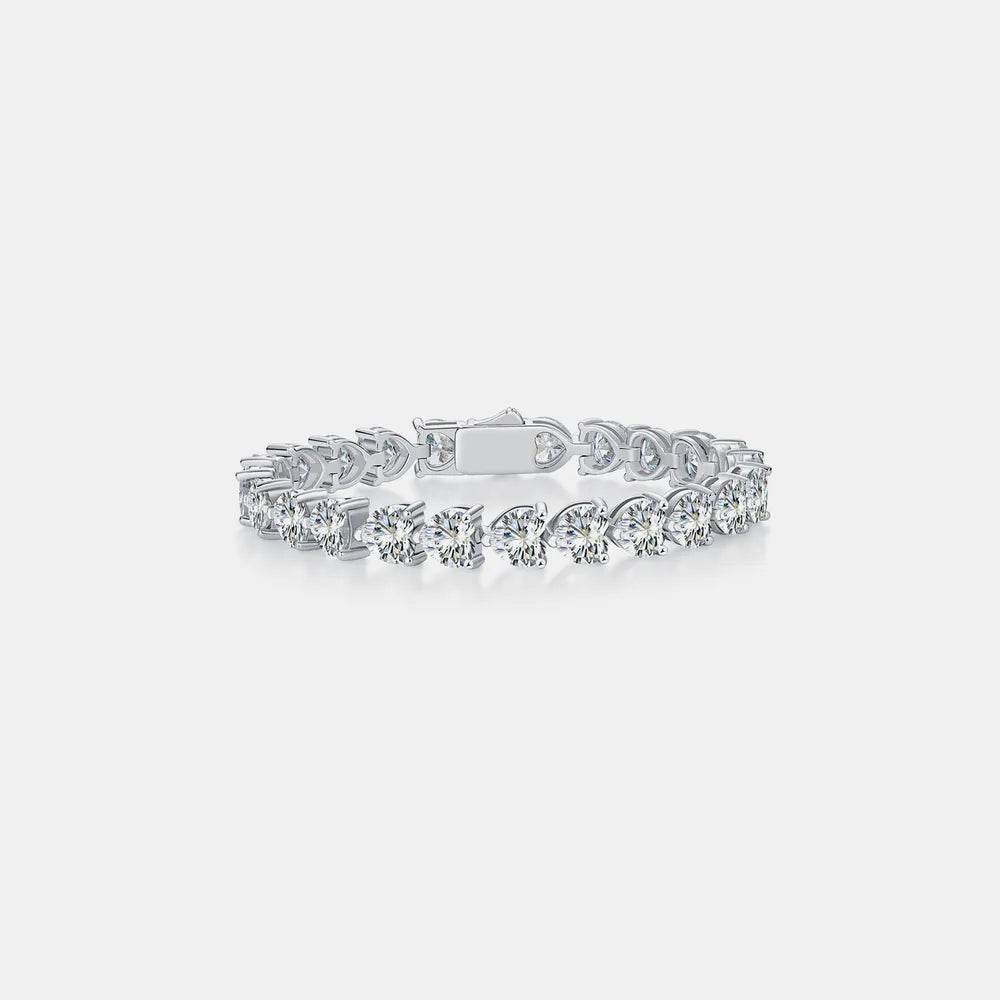 24 Carat Moissanite 925 Sterling Silver Heart Bracelet - Ultim8 Designs 4 U