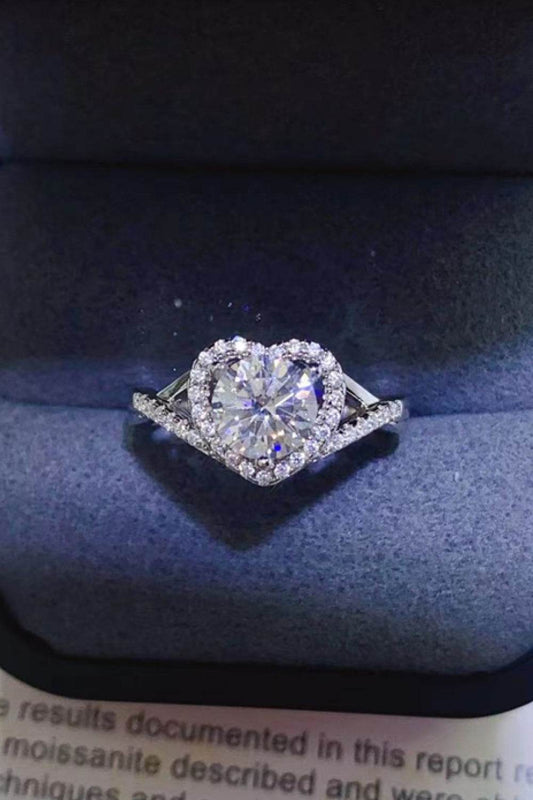 Adored 1 Carat Moissanite 925 Sterling Silver Heart Ring - Ultim8 Designs 4 U