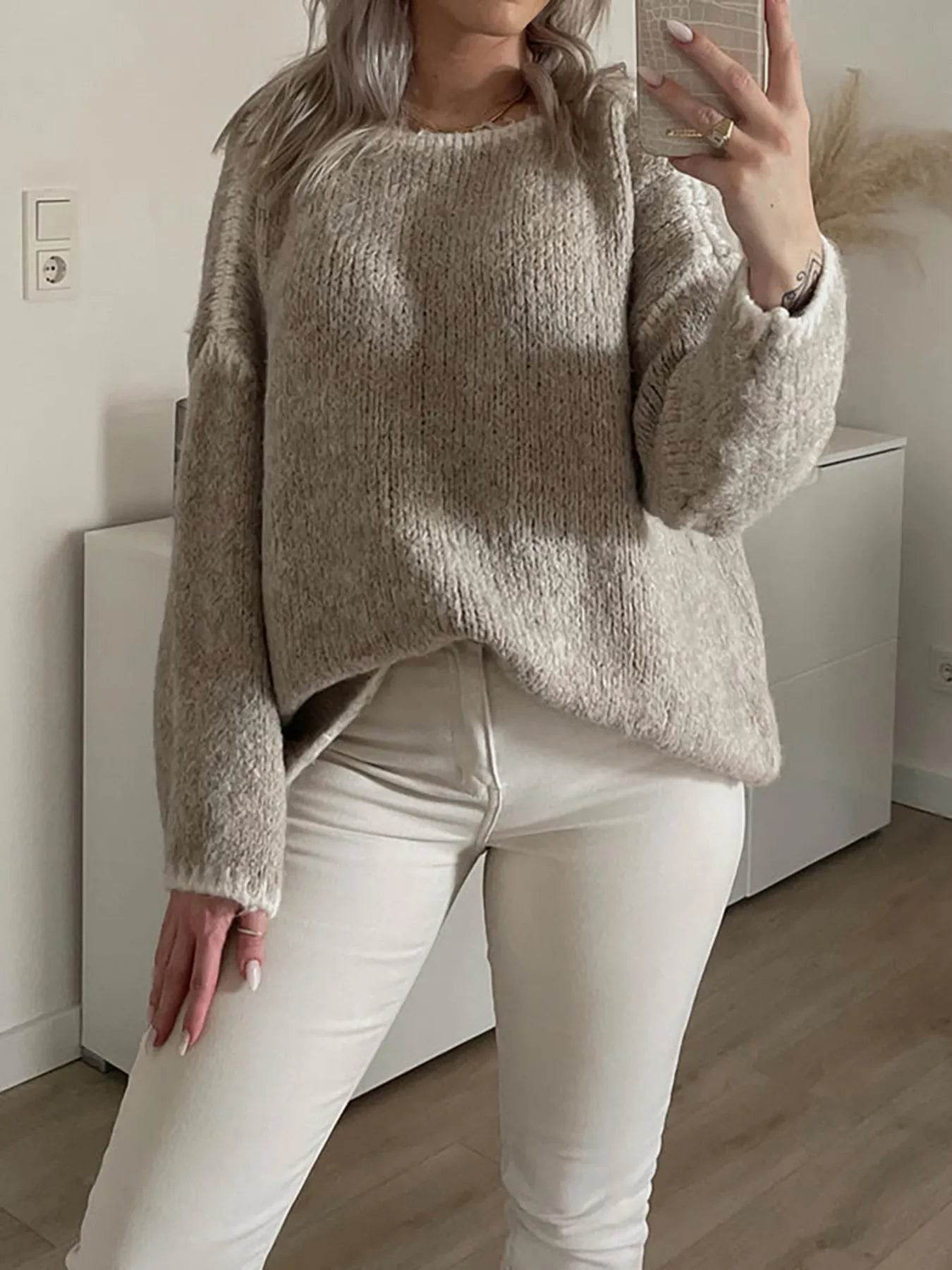 Contrast Trim Oversized Sweater - Ultim8 Designs 4 U