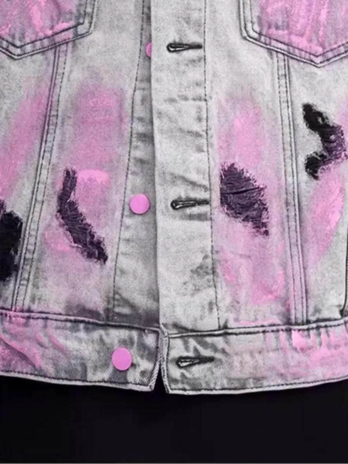 Men's Graffiti Washed Button Up Denim - Jacket- Plus Size - Ultim8 Designs 4 U