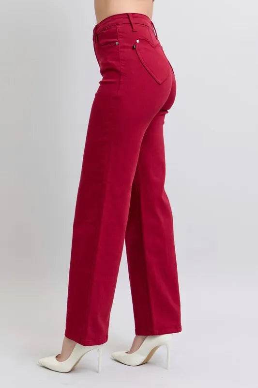 Judy Blue Full Size High Waist Heart Shaped Back Pockets 90's Straight Jeans Plus Size - Ultim8 Designs 4 U