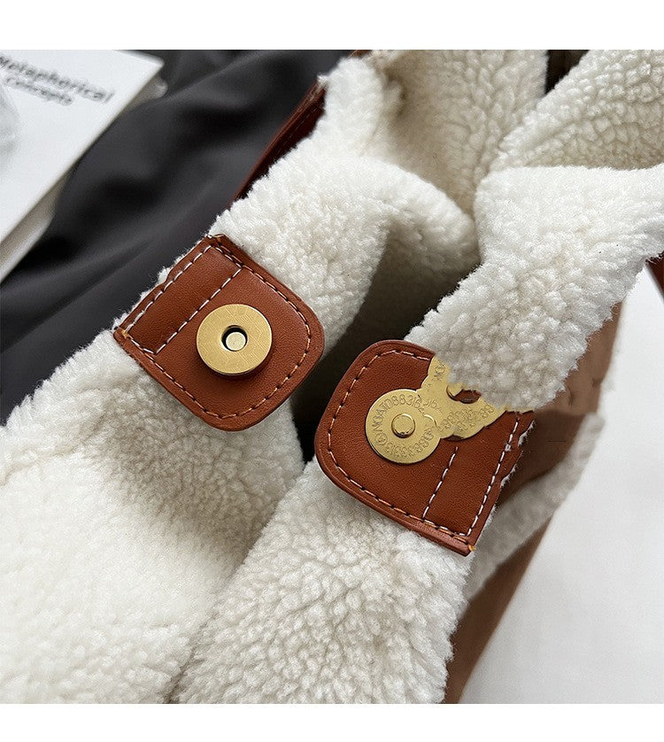 Handbags - Totes - 2pcs Women Plush Casual Large-Capacity Suede Winter