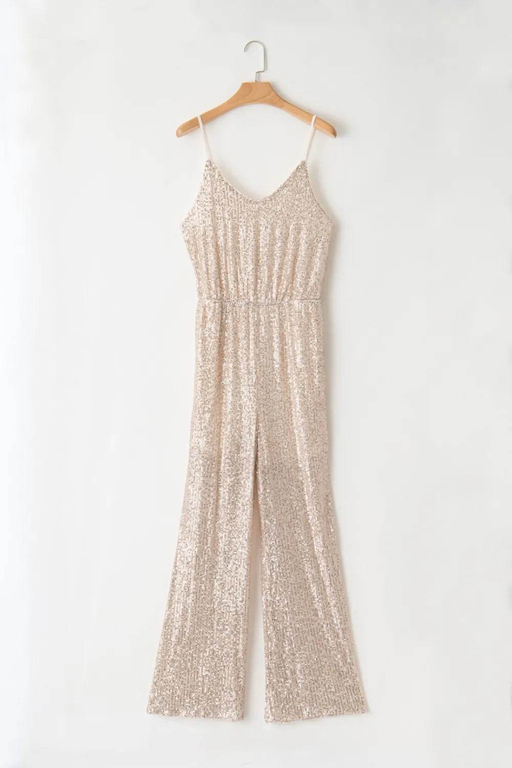 Sequin Spaghetti Strap Wide Leg Jumpsuit - Ultim8 Designs 4 U