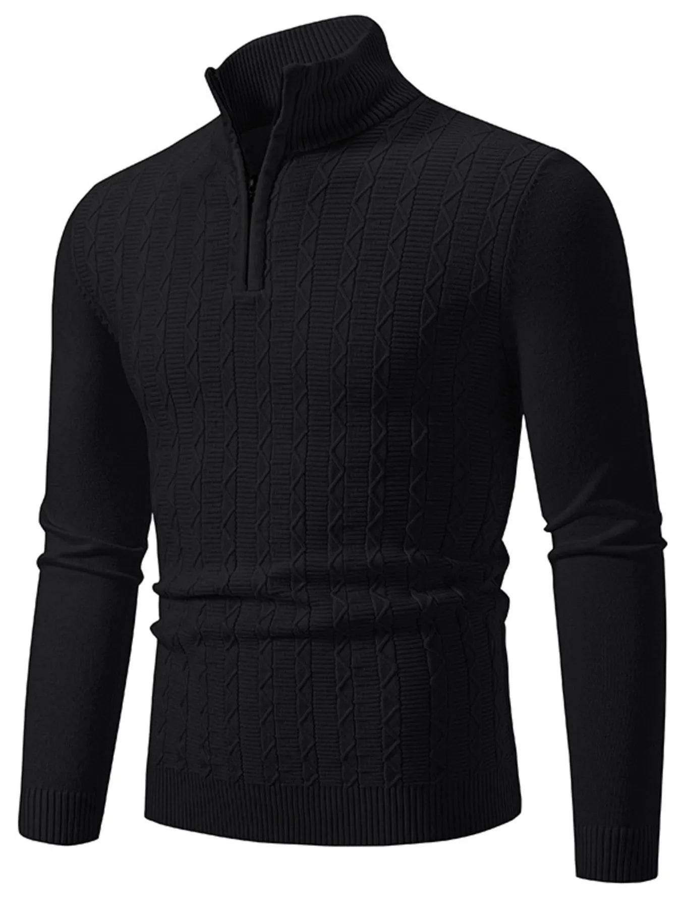Men's Plus Size Quarter Zip Long Sleeve Sweater - Ultim8 Designs 4 U