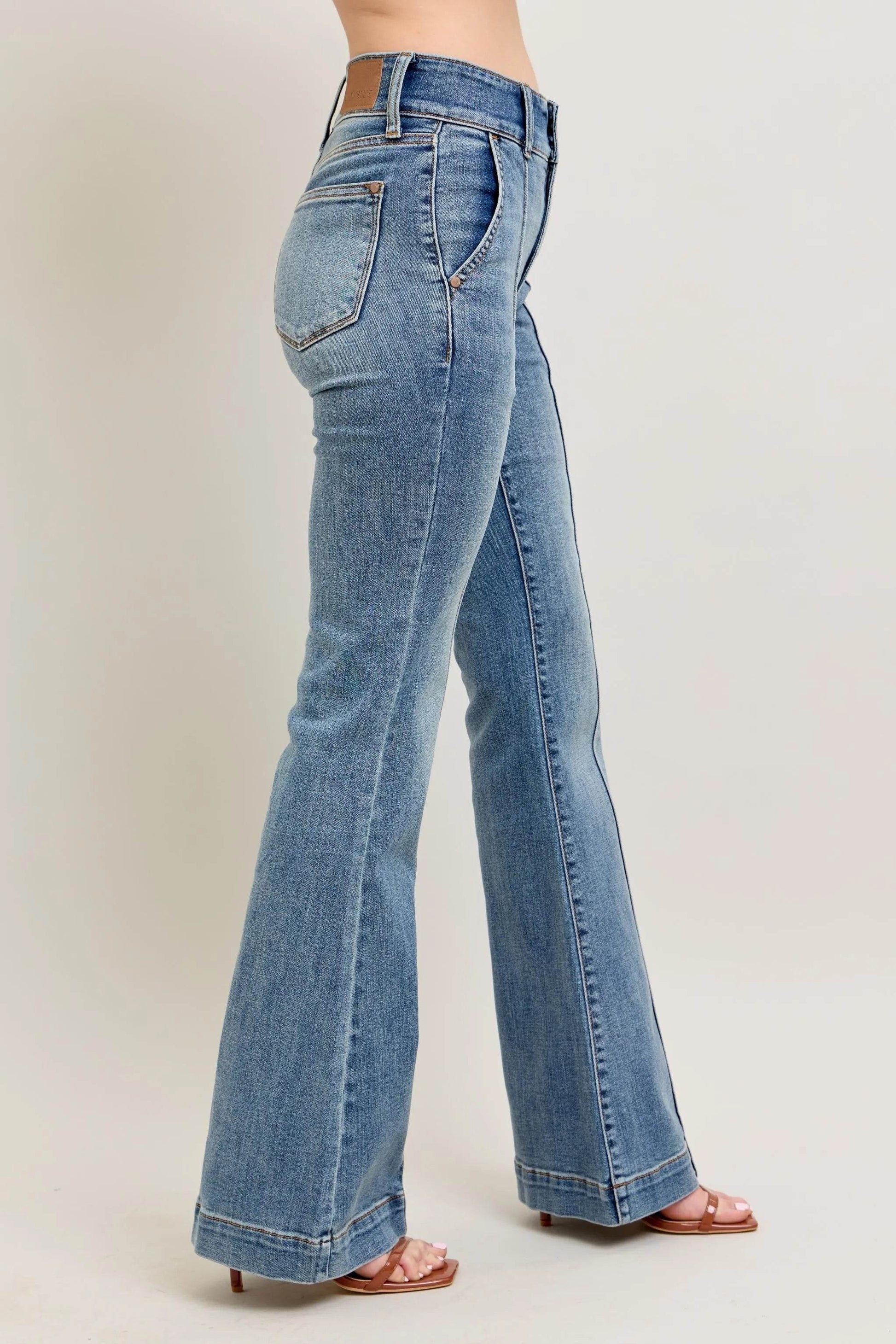 Judy Blue Full Size High-Waist Flare Denim Jeans with Front Seam Detail Plus Size - Ultim8 Designs 4 U