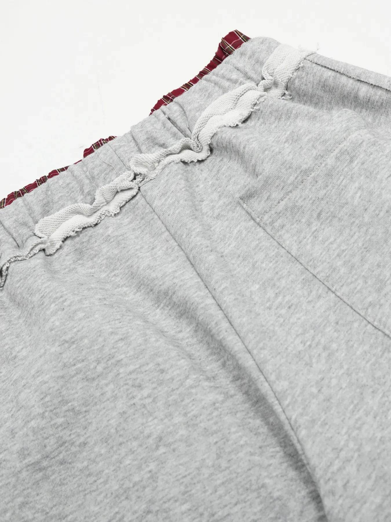 Men's Classic Wide-Leg Sweatpants with Plaid Waistband - Ultim8 Designs 4 U