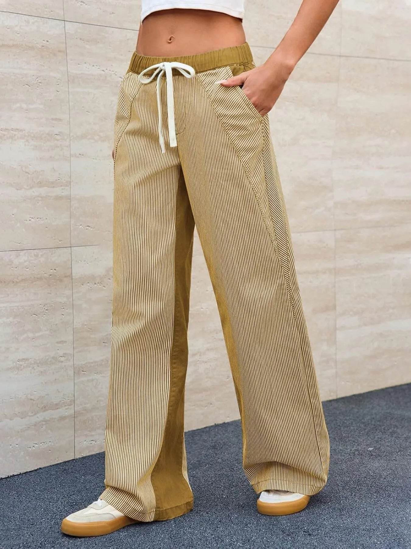 Striped Wide Leg Jeans - Ultim8 Designs 4 U