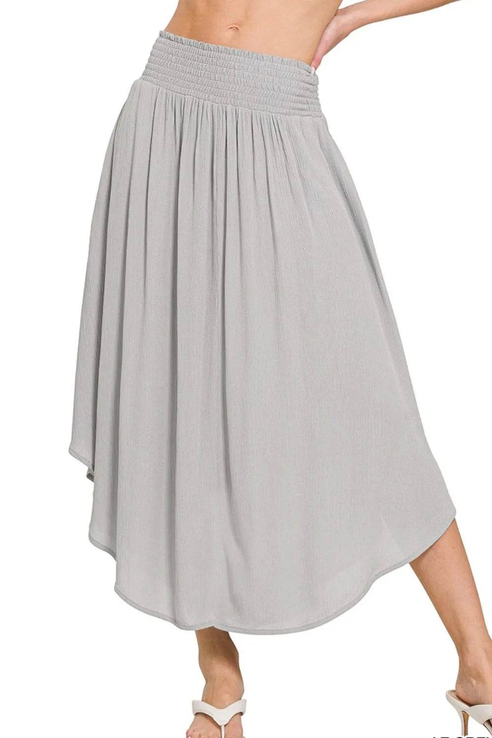 Zenana Woven Crinkle Smocked Waist Maxi Skirt W Pockets - Ultim8 Designs 4 U