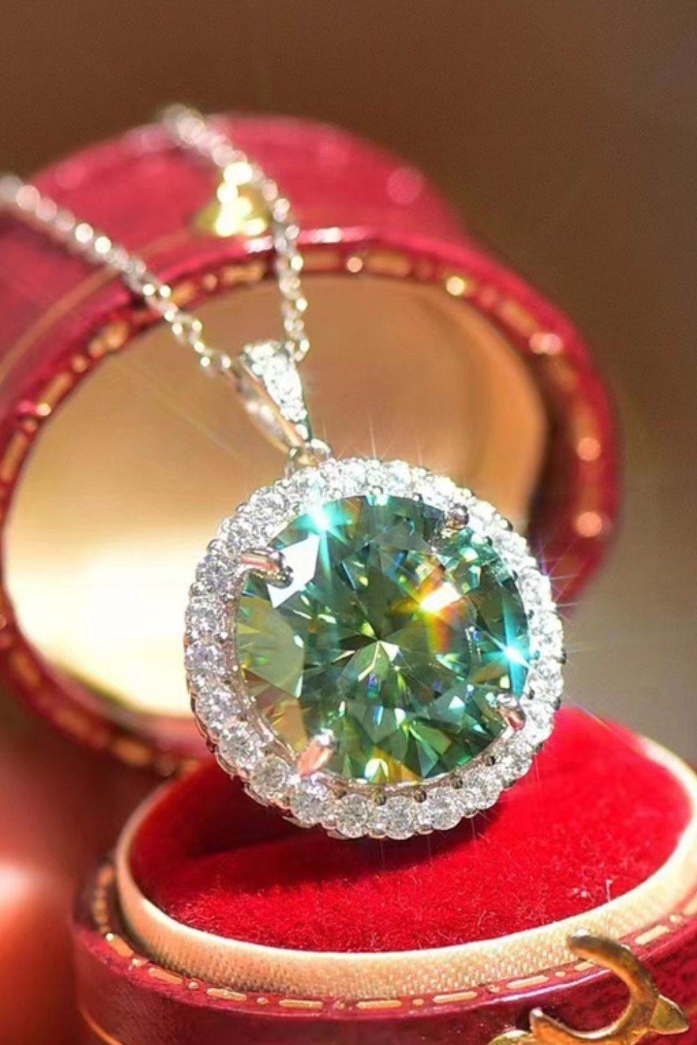 10 Carat Moissanite Pendant Platinum-Plated Necklace - Ultim8 Designs 4 U