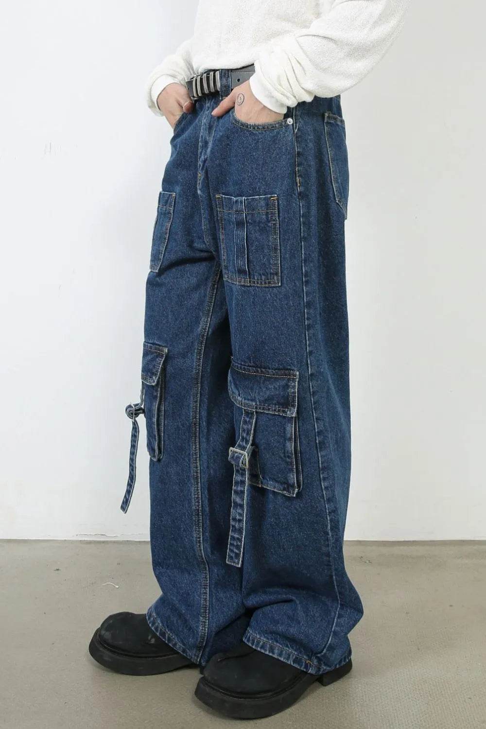 Men's Mid Rise Jeans with Cargo Pockets - Ultim8 Designs 4 U