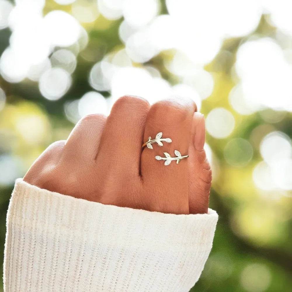 925 Sterling Silver Zircon Leaf Shape Ring - Ultim8 Designs 4 U