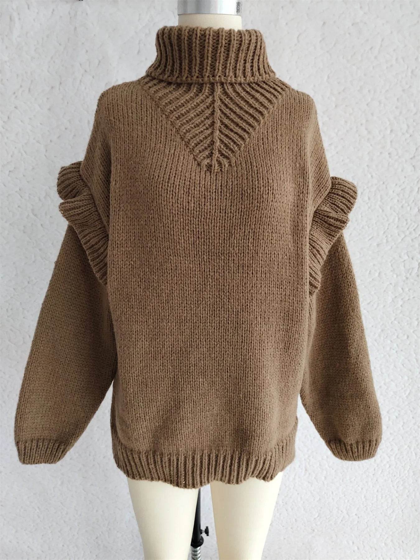 Ruffled Turtleneck Long Sleeve Sweater - Ultim8 Designs 4 U
