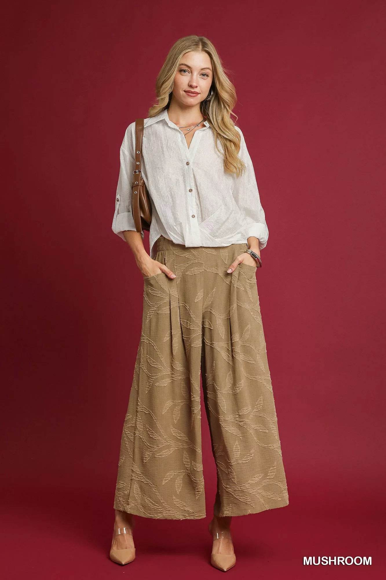 Umgee Jacquard Wide-Leg Pants - Ultim8 Designs 4 U