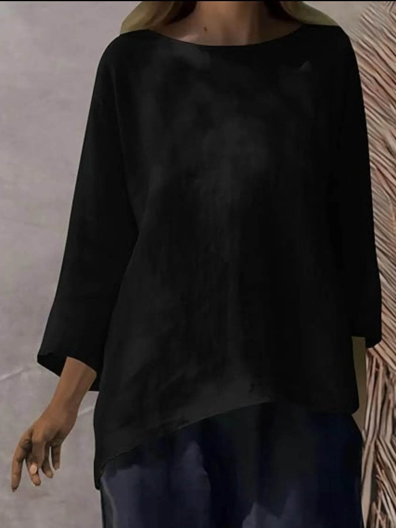 Full Size Round Neck Relaxed Fit Blouse Plus Size - Ultim8 Designs 4 U